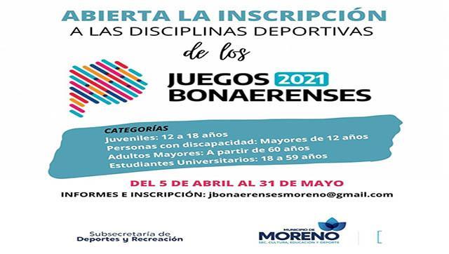 Continúa la inscripción a los Juegos Bonaerenses en Moreno