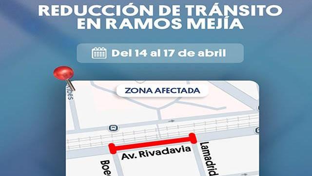 Reducción de calzada en Ramos Mejía por obras de Trenes Argentinos