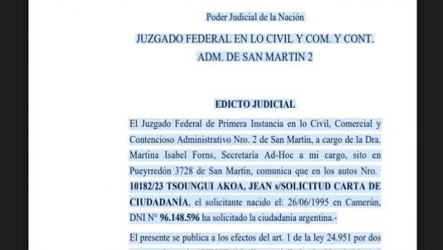 JUZGADO FEDERAL EN LO CIVIL Y COM. Y CONT. ADM. DE SAN MARTIN 2